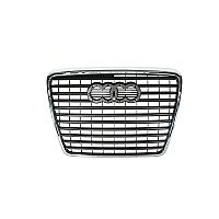 Audi A6 (C6), 2008.10-2011.01 Grotelės - (Centrinės) Su Chromuotu Rėmeliu, Pilkos internetu