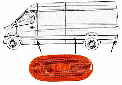 Vw  Crafter, 06 - 17 Posūkis Ant Sparno - (Lh=Rh) - Eu, Geltonas, Su Cokoliais